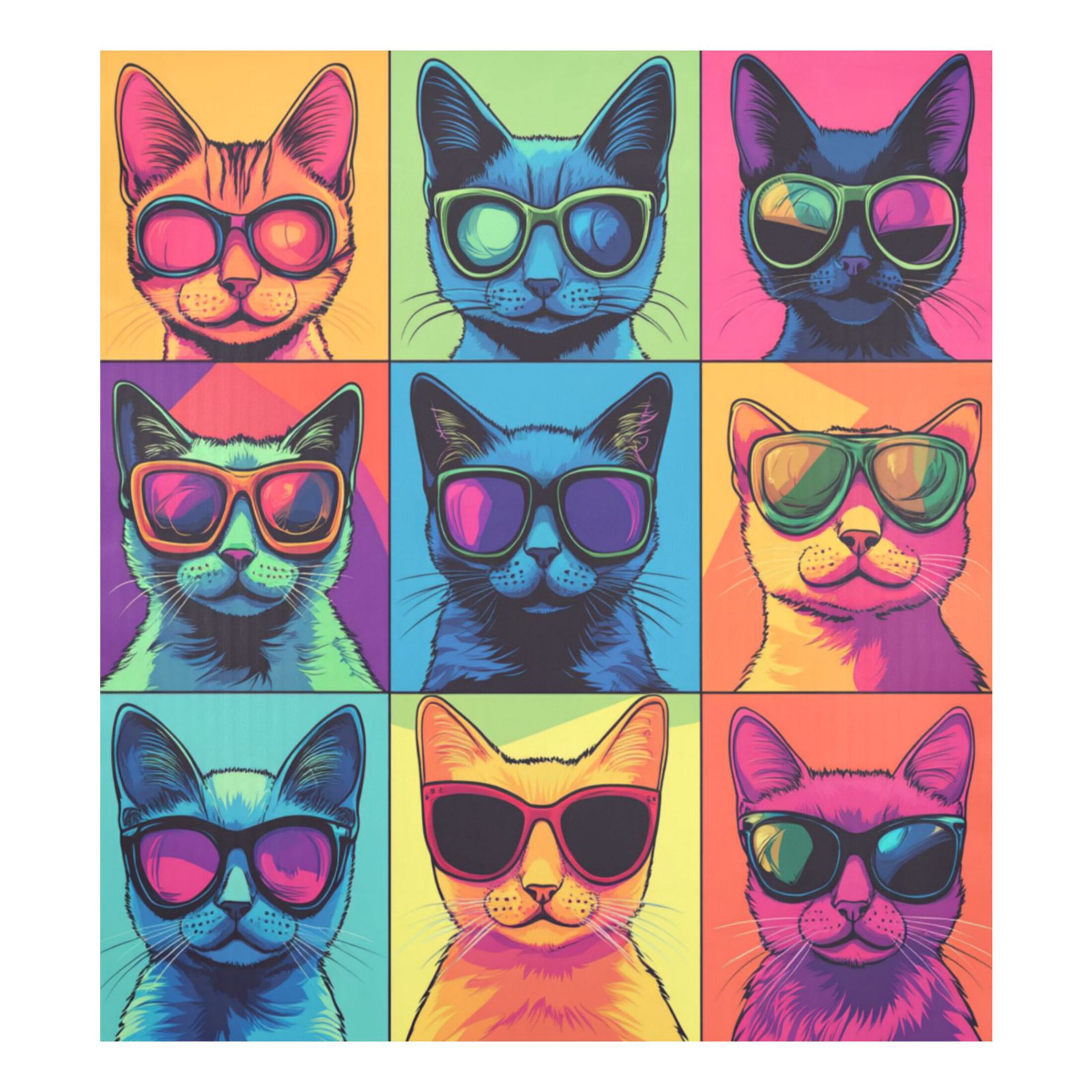Dishwasher Magnetic Refrigerator Magnet Cover Sticker Home Decorative 23"x26" Colorful Cyberpunk Cats