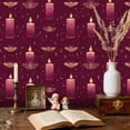 thumbnail image 2 of Gothic Peel and Stick Wallpaper Mystic Burgundy Starry Night Candle Artwork Wall Mural 23.6in x 9.8ft Self Adhesive Removable Wall Paper Renter Friendly Wallpaper for Kids Bedroom, 2 of 8
