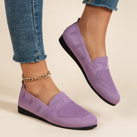 Kukoosong Womens Comfort Shoes Solid Color Round-Toe Flats Shoes Women Comfortable and Breathable Lightweight Soft Casual Shoe Flat Shoes Women Purple 43