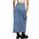 thumbnail image 3 of INSPIRAR CHIC Falda Larga de Mezclilla con Abertura Frontal, Botones, Cintura Elástica, Estilo Streetwear, Bolsillos de Solapa, Faldas de Jean L Gris Azul, 3 of 6