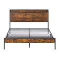 thumbnail image 3 of Gewnee Metal Full Size Bed Frame with Wooden Storage Headboard Shelf and Charging Ports,Rustic Brown, 3 of 5