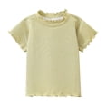 thumbnail image 2 of SGFCWSX Kids Girls T-Shirt, Solid Color Comfy Soft Ruffled Daily Casual Tee Green 6-7T, 2 of 8