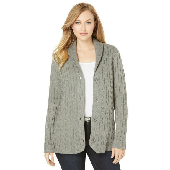 Jessica London Women's Plus Size Cable Blazer Sweater
