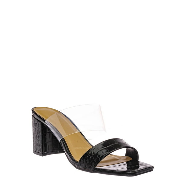 open toe chunky heeled mules