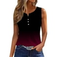 thumbnail image 4 of Wycnly Tank Top for Women Sleeveless Tops for Women Lightweight Comfy Slim Button up Henley Shirts Tunic Trendy Gradient Print Sleeveless Tee Shirts Girls Sleeveless Shirt, 4 of 7
