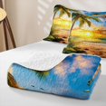 thumbnail image 4 of jejeloiu Tropical Palm Sunset Twin Quilt Set For Girls,Sandy Beach Starfish Twin Coverlet Set,Bright Orange,2 Pieces, 4 of 7