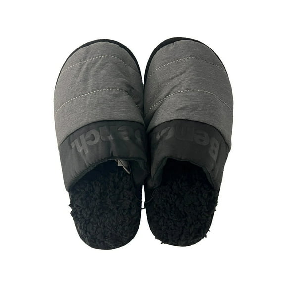 Bench Juniors Kid's Grey Puffer Slippers Sherpa Quilted Slide On FiberFill (S04)