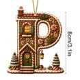 thumbnail image 6 of Christmas Letter Ornament, 3.15 x 1.97in Gingerbread House Initial Hanging Decoration, Acrylic A-Z Choice for Christmas Tree, Wreath, Stocking and Holiday Gift, 6 of 8