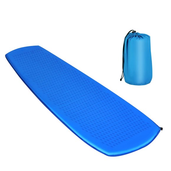 Colchón Inflable de Camping Costway Colchón Ligero de Inflado Automático con Esponja 200 x 65 x 3,5 cm Azul