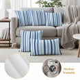 thumbnail image 2 of 2 Pack Outdoor Waterproof Throw Pillow Covers,Dark Blue Gradient Stripe Decorative Square Pillow Case Patio Pillowcases for Chair Couch Sofa 16x16in, 2 of 9