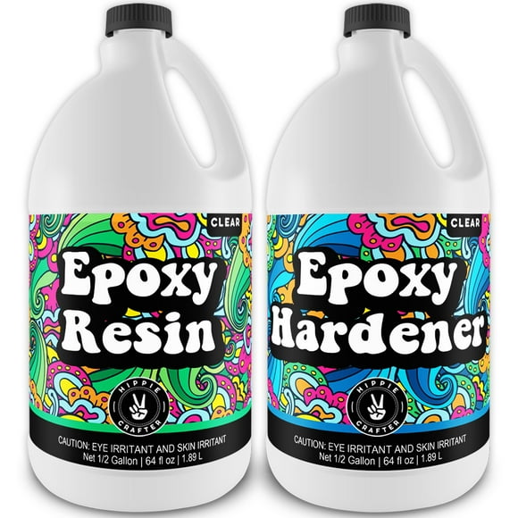 Hippie Crafter Epoxy Resin Crystal Clear Resin Kit Art and Tabletop | 2 Part Countertop (1 Gallon Set)