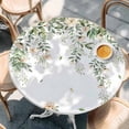 thumbnail image 2 of Green Eucalyptus Leaves Round Tablecloth, Fitted Table Cover with Elastic for 45"-54" Round Tables, Spring Floral Weeping Farmhouse Table Cloth Outdoor Indoor Dinning Party Waterproof Tablecloths, 2 of 7