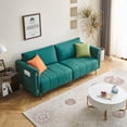 thumbnail image 1 of LaMuseCybèle 76.3 inch Sofa Couch, Fabric Loveseats Couch with 2 Side Pockets, Deep Seat Sofa for Living Room, Bedroom, Apartment, Movable Back (Green), 1 of 6