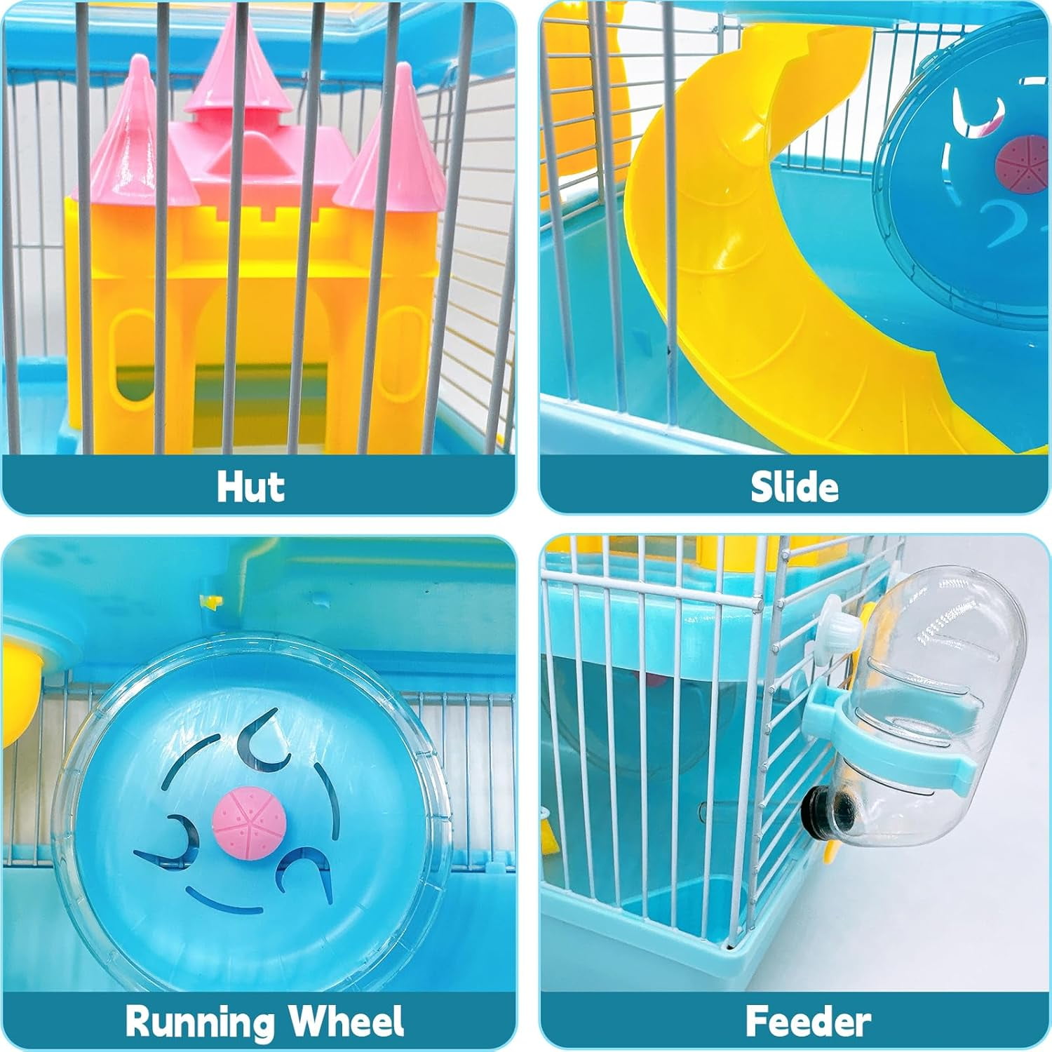 Portable Hamster Travel Carrier Cage with Water Bottle, Breathable Dwarf Hamster Carry Case for Outdoor Travel, Small Animal House for Gerbil Mice