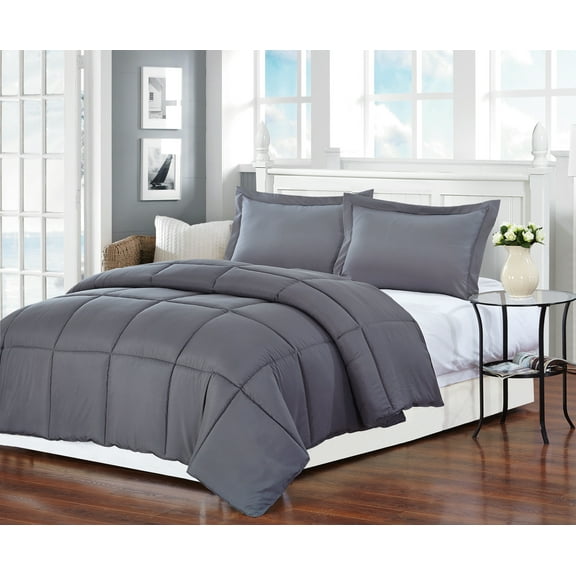 Polyester Medium Warmth Down Alternative Comforter Duvet Insert Queen (88" x 88", Grey)