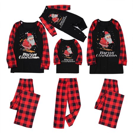 

Casual Matching Christmas Family Pajamas Sets Xmas Santa Claus Elk Reindeer Print Long Sleeve Tops and Pants Home Sleepwear for Women Men Kids ClearanceBlack Men L