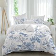thumbnail image 2 of White Blue Spring Floral Bedding 3 Piece Duvet Cover Set California King, Summer Birds Botanical Soft Microfiber Comforter Cover with Zipper Closure & Pillowcases, Wrinkle & FadeResistant Quilt Cover, 2 of 9