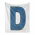 thumbnail image 1 of Letter D Soft Flannel Fleece Blanket, Retro Fashion Vibes Inspired Typography Design with Capital D Language Alphabet, Cozy Plush for Indoor and Outdoor Use, 70" x 90", Blue Yellow, by Ambesonne, 1 of 6