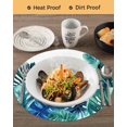 thumbnail image 3 of 15 Inch Round Placemats Set of 4, Blue Teal Leaves Non Slip Heat Insulation PP Table Mats, Summer Botanical Watercolor Leaf Washable Place Mats for Kitchen Dining Party Table Decor, 3 of 7
