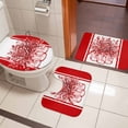 thumbnail image 4 of Eucalyptus Red Bath Mat 3 Piece Bathroom Rug Set, Stripe Bottle Flower Cactus Retro Plant Non Slip Bath Rug Contour Mat and Toilet Lid Cover, Absorbent Shower Mats Soft Bath Rugs and Mats Sets, 4 of 8