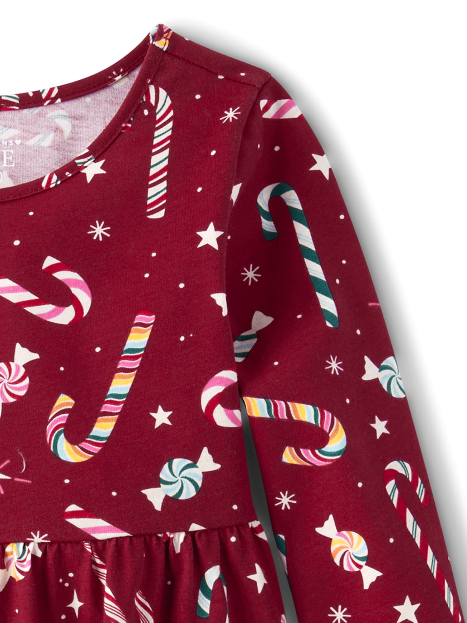 The Children's Place Baby & Toddler Girls Long Sleeve Printed Babydoll Dress, Sizes 6M-5T