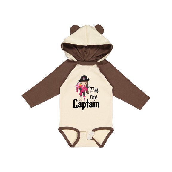 Inktastic I'm the Captain Pirate Girl Girls Long Sleeve Baby Bodysuit