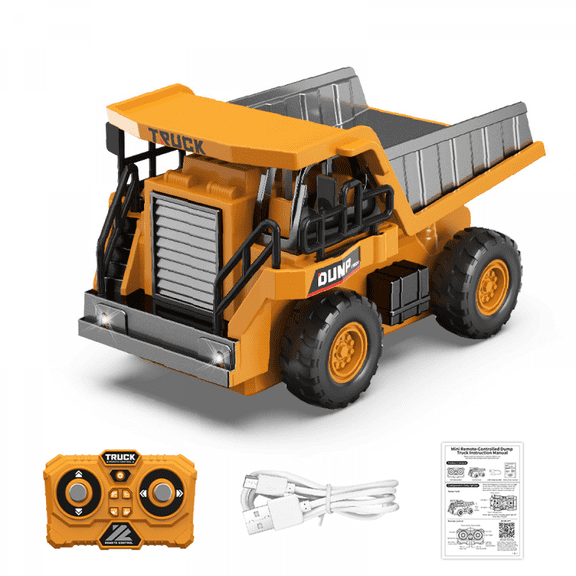 Mini RC Dump Truck Toys 1:64 Alloy Remote Control Car with Adjustment Lights & Sound, APP Control Construction Truck for Kids Adults Gifts