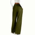 thumbnail image 4 of Wide Leg Jeans Women Petite High Waisted Elastic Jean Waist Strechy Drawstring Pull On Denim Pants With Pockets Army Green S, 4 of 7