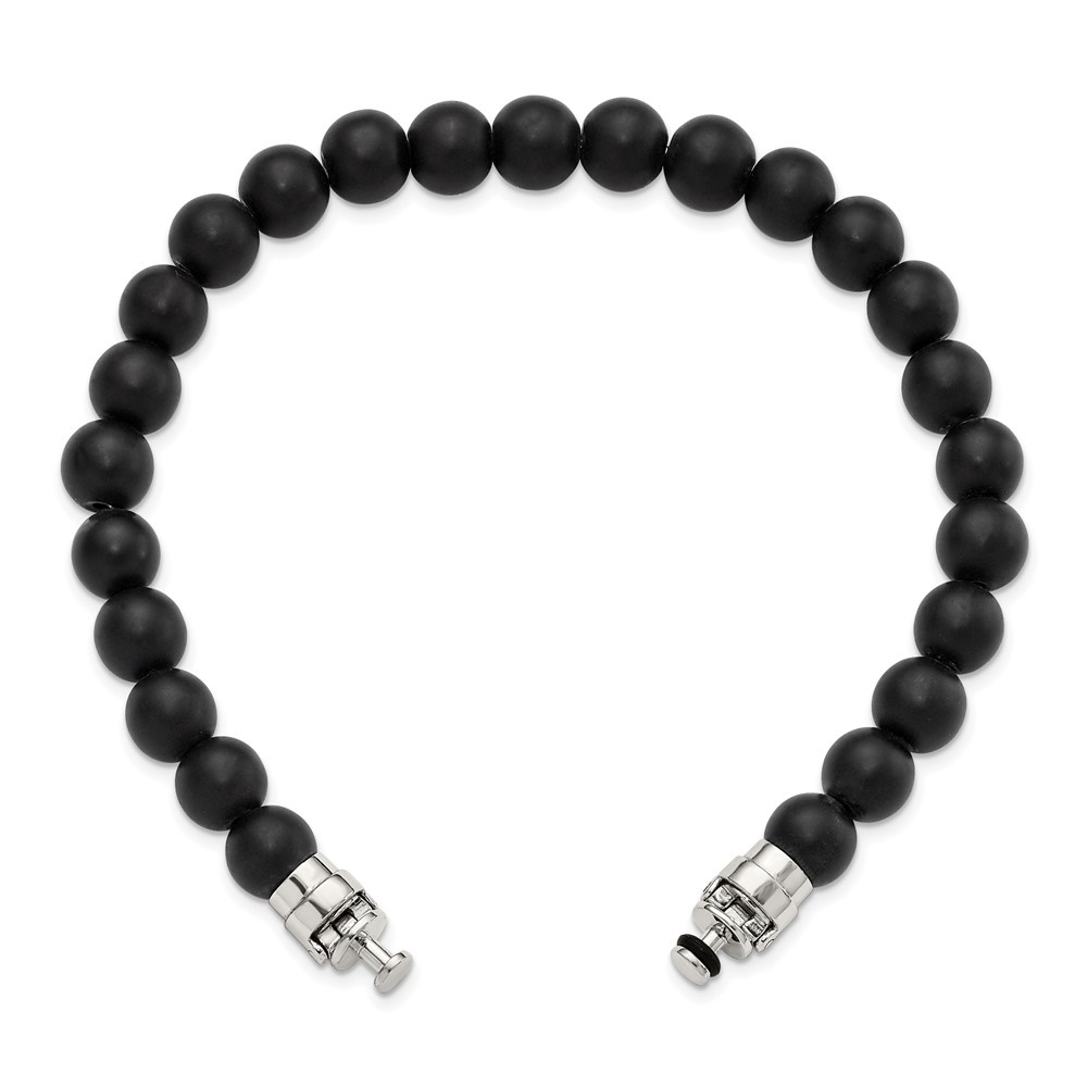 Auriga 925 Sterling Silver Reflections 8mm Matte Black Onyx Beaded 8inch Bracelet/Bead not included, sold separately for Women