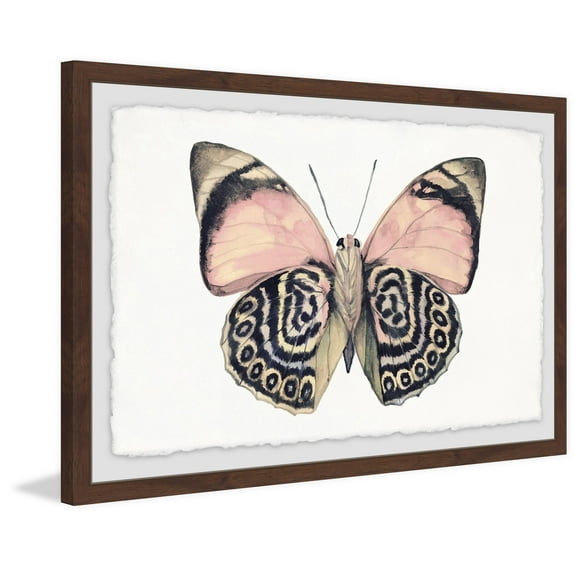 Artsy Pink and Black Wings Framed Painting Print