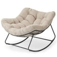 thumbnail image 5 of Dovov Oversized Papasan Rocking Chair, Indoor Outdoor Rocking Papasan Chair Steel Outdoor Rocker with Padded Cushion for Bedroom Living Room Patio Garden Porch Backyard Lawn Deck Balcony, Beige, 5 of 11