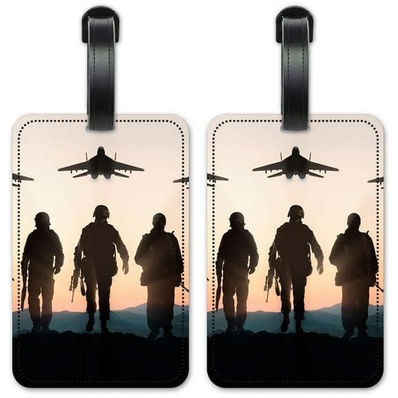 Military Silhouettes - Luggage ID Tags / Suitcase Identification Cards - Set of 2
