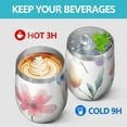 thumbnail image 4 of 12oz Stemless Wine Tumblers Watercolor Floral Pattern Vacuum Insulated Stainless Steel Travel Tumbler Cups Mug with Lid and Straw for Champaign,Cocktail,Beer with Cleaning Brush, 4 of 5