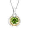 1 1/2 ct Natural Peridot Halo Pendant Necklace with Diamonds in Sterling Silver & 14kt Gold