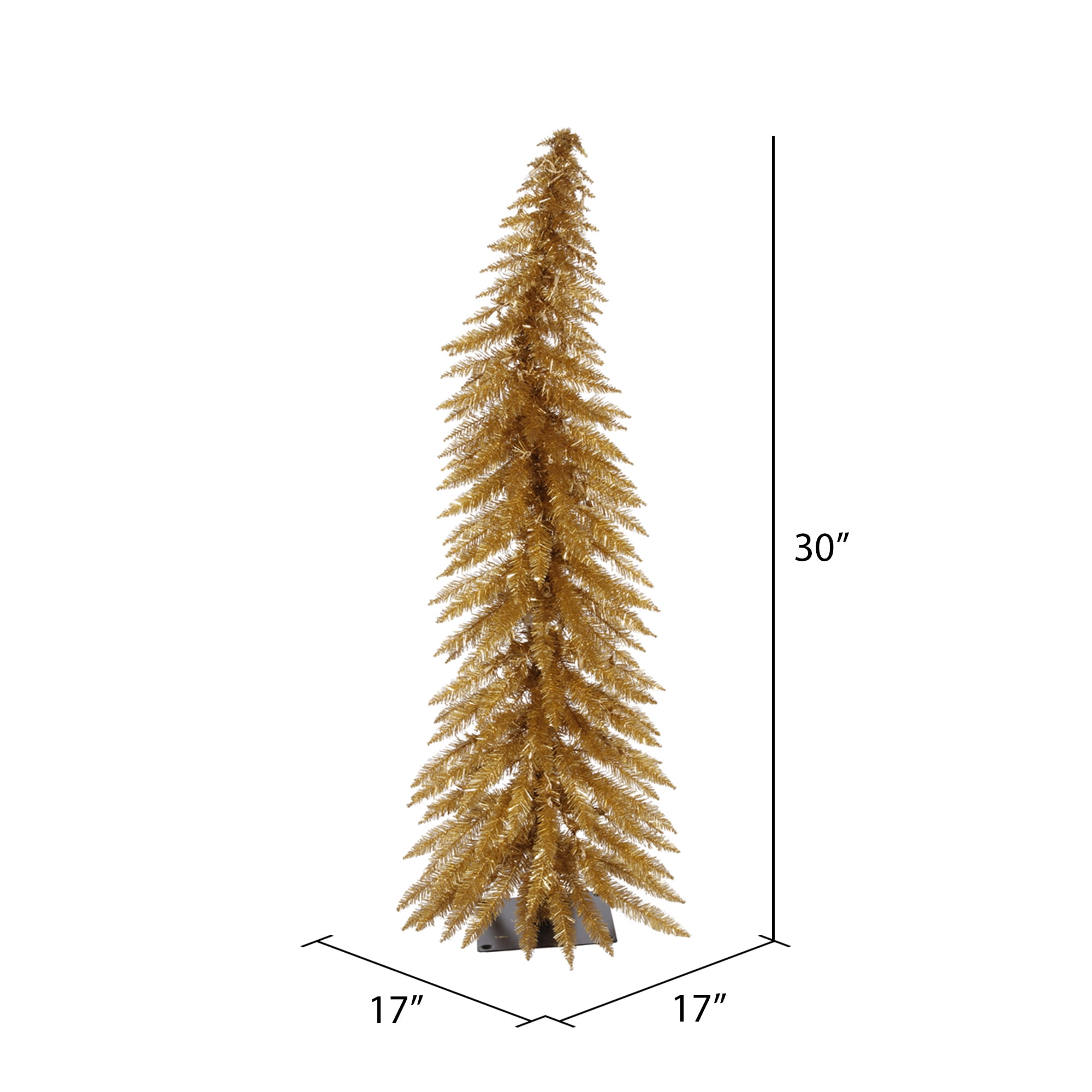 Vickerman 3' Antique Gold Whimsical Artificial Christmas Tree, Warm White Dura-lit LED Lights
