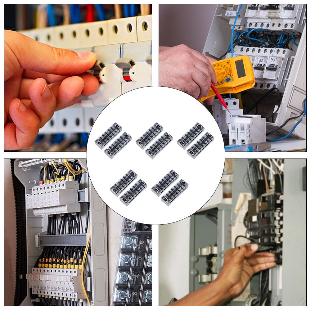 ELAYARD 10Pcs Assorted Color Insulated Barrier p Double Row Screw Terminal Block for Industry