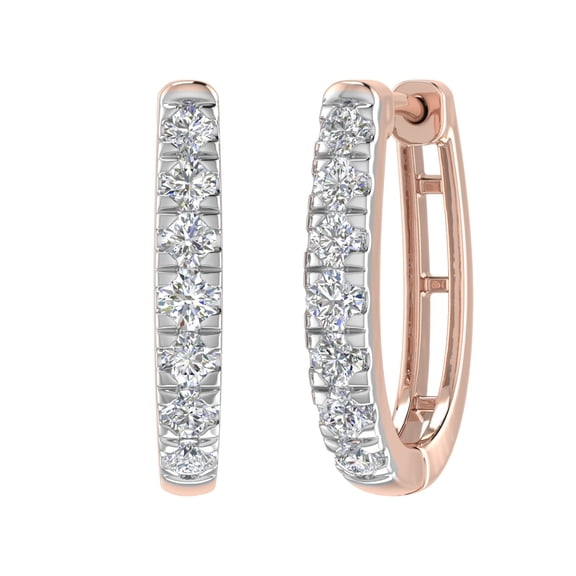 3/4 Carat Diamond Hoop Earrings in 10K Rose Gold