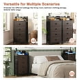 thumbnail image 5 of GUNAITO Led Nightstand with Charging Station Bedside Table with 4 Drawers End Table with Open Shelf Bedside Table with USB Ports and Outlets Nightstand for Bedroom，Brown, 5 of 9