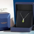 thumbnail image 5 of Gem Stone King 14K White Gold Green Peridot and White Moissanite Pendant Necklace for Women | 1.34 Cttw | Gemstone August Birthstone | Pear Shape 9X6MM | With 18 inch Chain, 5 of 7
