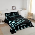 thumbnail image 4 of Erosebridal Sports Bedding Set Twin Football Comforter Set, Soccer Game Duvet Insert Black Teal Quilt Comforter, Neon Blue Football Field Bedding Comforters & Sets 2pcs (Black Reversible), 4 of 5