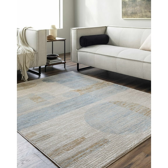 Mark&Day Area Rugs, 5x7 Sumer Modern Tan/Blue Area Rug, Brown Beige Blue Carpet for Living Room, Bedroom or Kitchen (5'3" x 7')