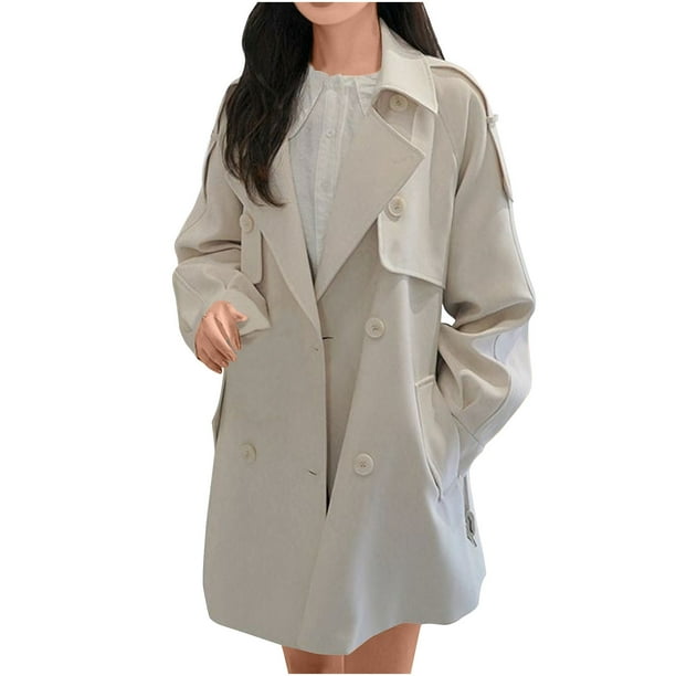 Chaquetas y abrigos casuales de manga larga sin capucha para mujer, chaqueta de lana de longitud media de moda de primavera, chaqueta casual de manga larga con capucha, abrigo para mujer