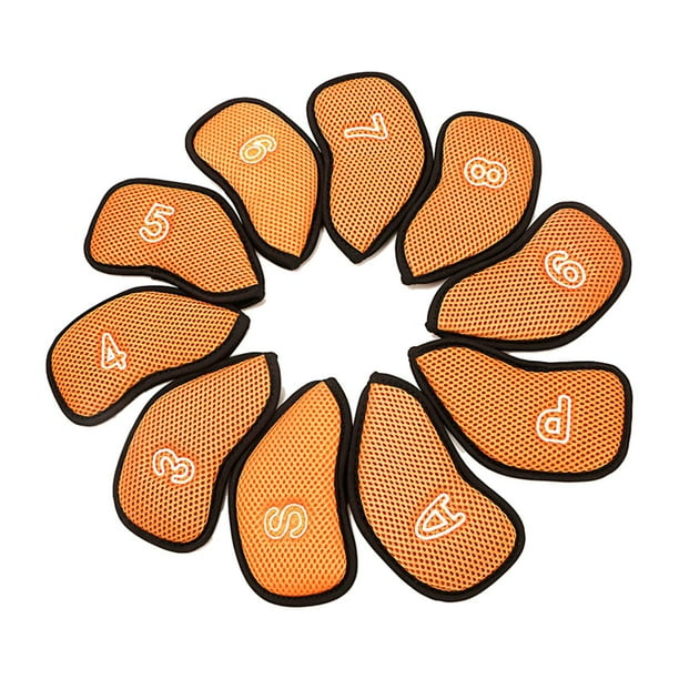 Juego de 10 fundas de malla para palos de golf naranja