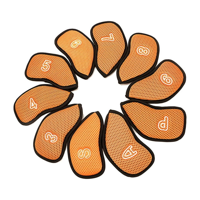 Juego de 10 piezas de hierros de golf de malla, juego de cabezas de palos de golf de moda, diferentes tamaños de naranja