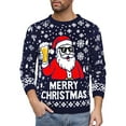 thumbnail image 4 of KHONTS Christmas Sweater for Men Funny Snowflake Santa Hilarious Xmas Claus Soft Pullover Long Sleeve Knitted Sweaters Navy XXXL, 4 of 4