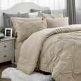 thumbnail image 6 of U by Bedsure Twin Size Comforter Sets - 5 Pieces Pintuck Bed Set Twin Size, Beige Twin Size Bed in a Bag with Comforter, Sheets, Pillowcase & Sham, Beige, 6 of 7