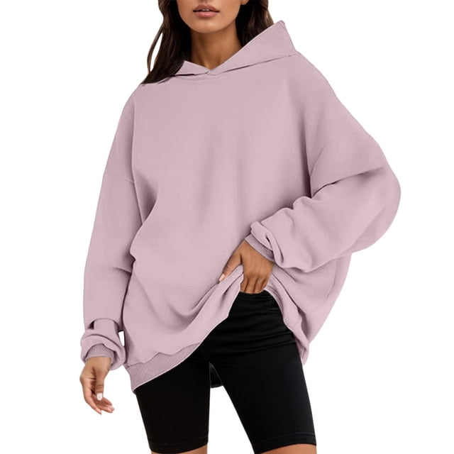 Chandail à Capuche Oversize pour Femmes en Velours Doux, Coupe Ample Décontractée, Léger pour l'Hiver