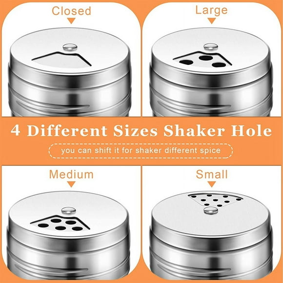 6PCS of Stainless Steel Salt and Pepper with Rotating Lid Sugar Spice Condiments, Seasoning Pot, Condiment Pot, Kitchen