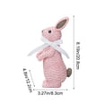 thumbnail image 3 of Xecvkr Decorative Resin Easter Bunny Figurine Woven Rattan Effect Bow Accent Tabletop Holiday Ornament Faux Craft Art 1 Piece Pink, 3 of 6