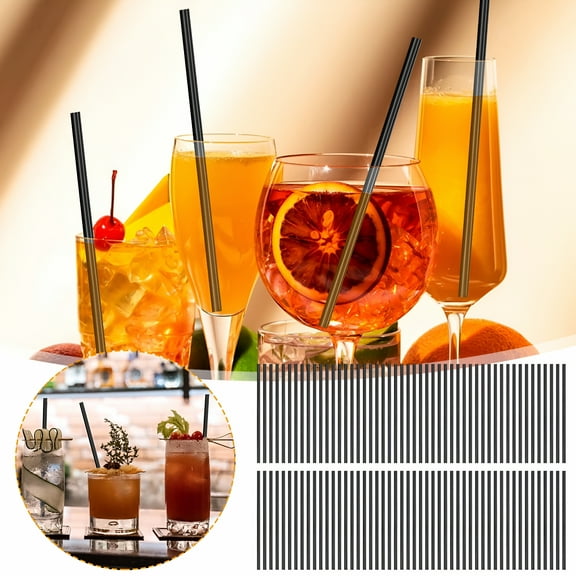 ACDANC 100Pc 8" Coffee&Cocktail Stirrers/Straws Disposable Plastic Sip Stir Swizzle Sticks - Black